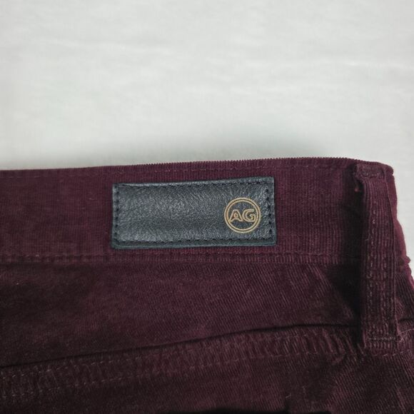 AG Adriano Goldschmied Women’s Burgundy Corduroy Super Skinny Jeans Sizez 27 - Picture 13 of 14